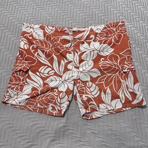 Castaways orange Hawaiian flower swim trunks size XL